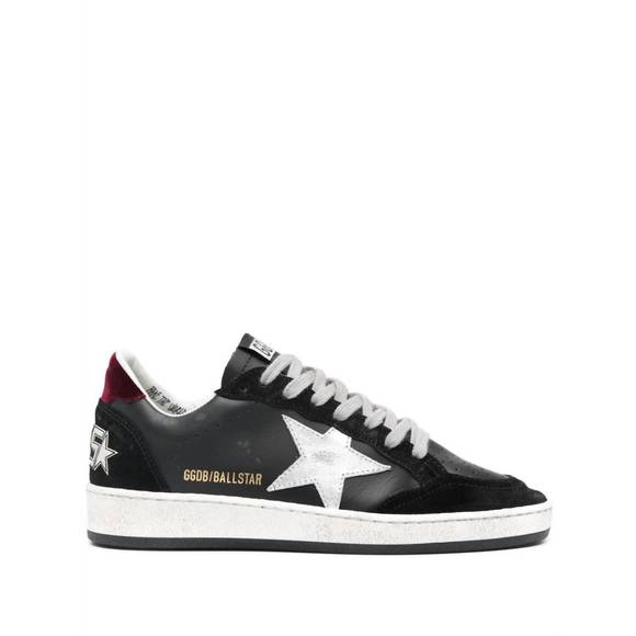NEW GOLDEN GOOSE women's ball star sneakers in black/silver/deep red - Picture 1 of 4
